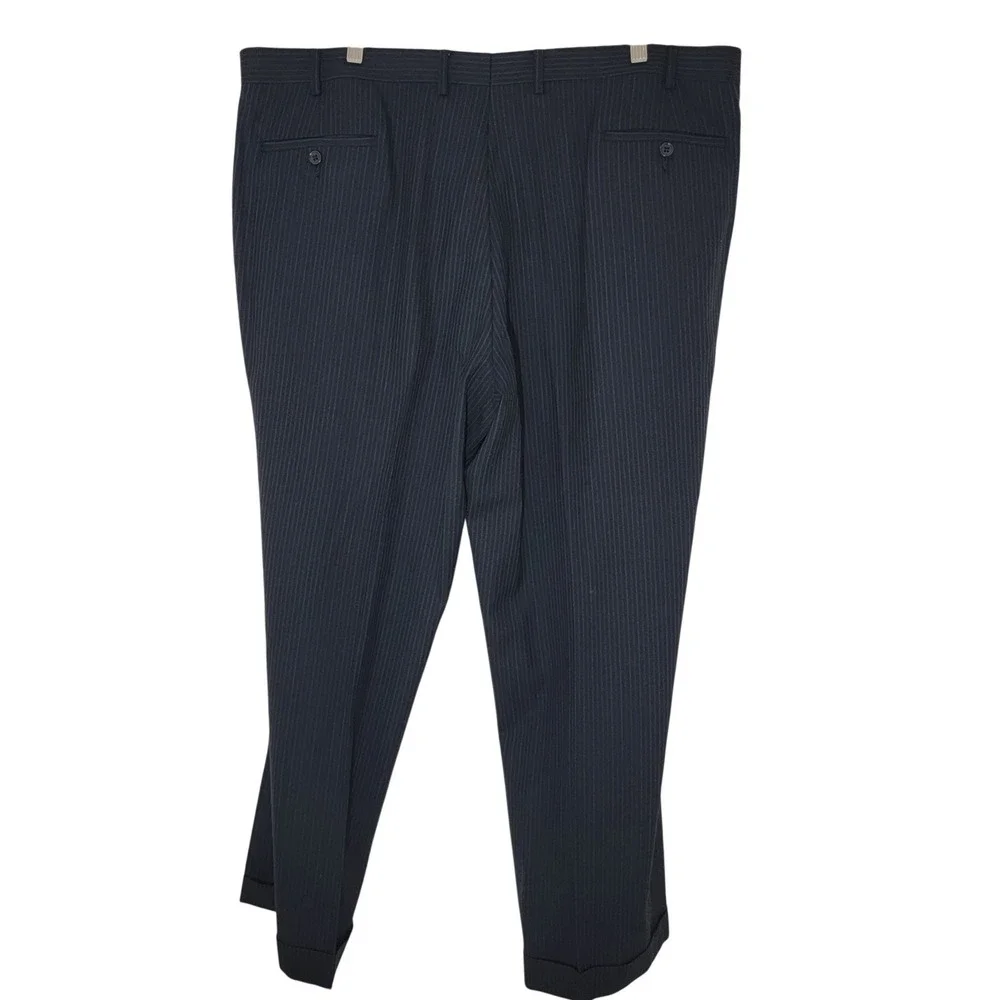 Michael Kors Mens 48R Pinstripe Suit 100% Wool Black 3-Button 2-Piece Set‎
